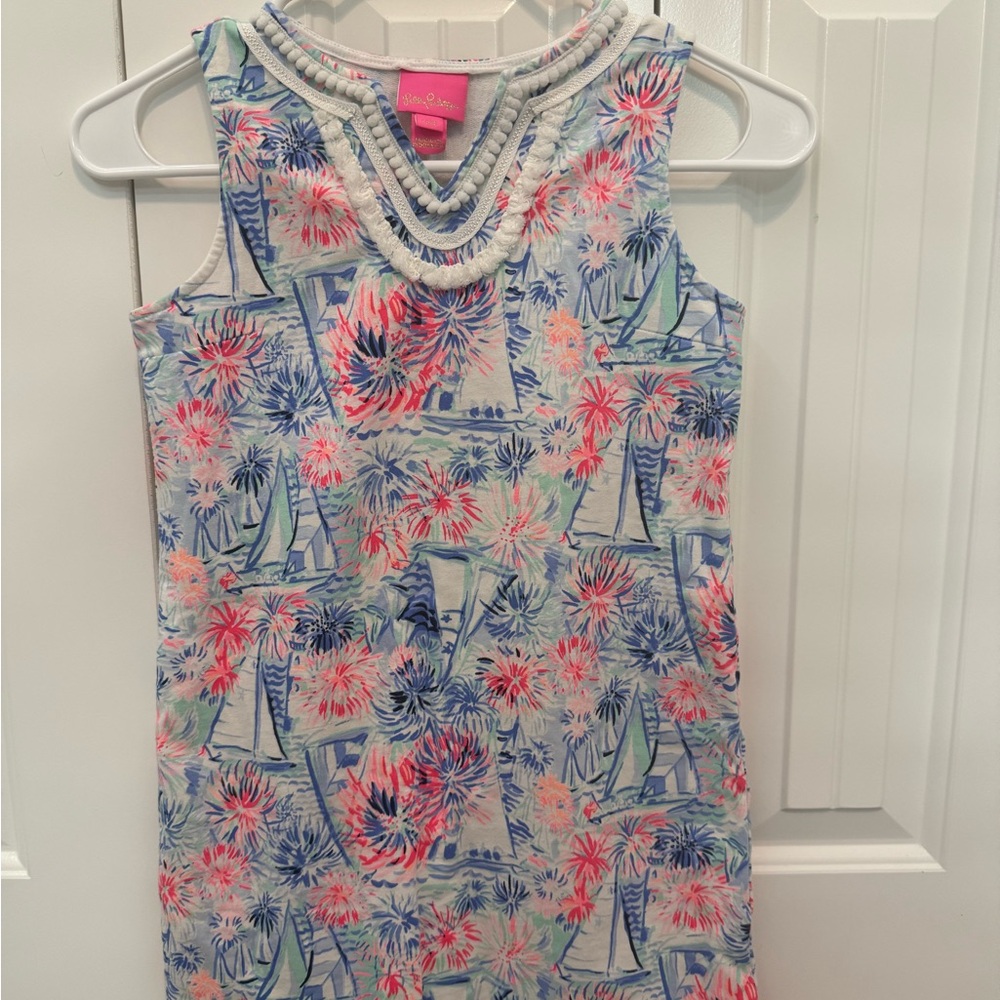 Lilly Pulitzer Blue Sheath Dress with Bib Collar